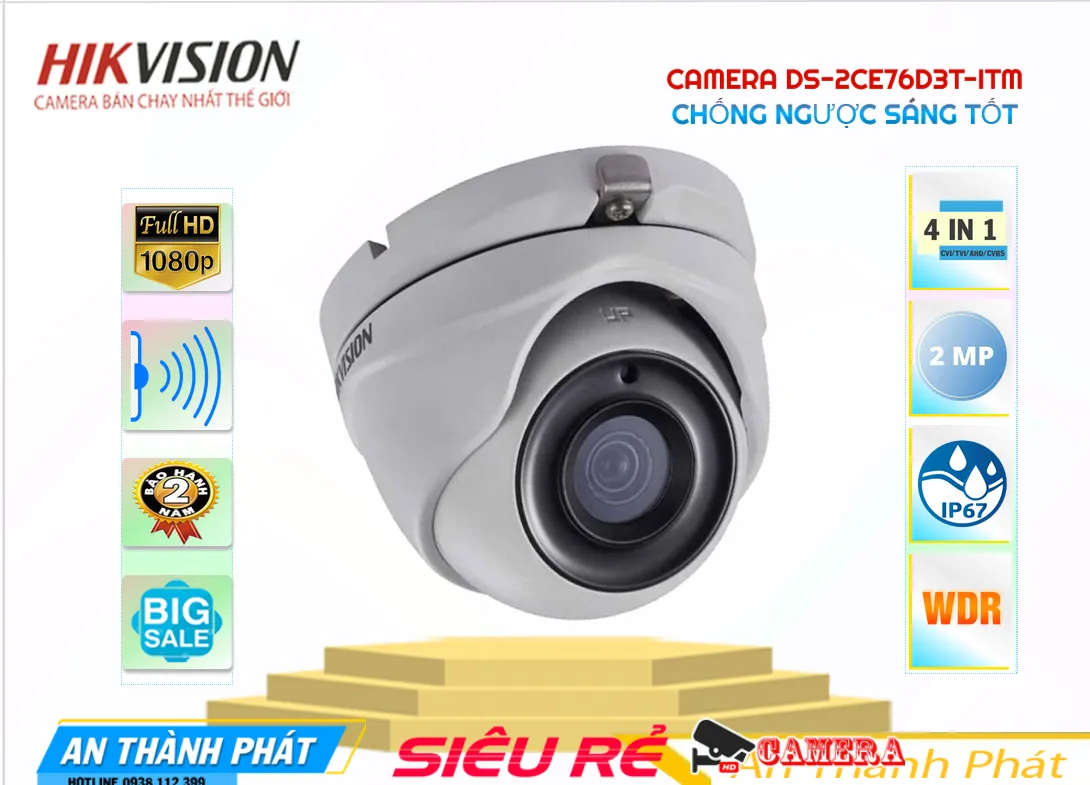 Camera Dome DS-2CE76D3T-ITM Hikvision,Chất Lượng DS-2CE76D3T-ITM,DS-2CE76D3T-ITM Công Nghệ Mới, HD Anlog